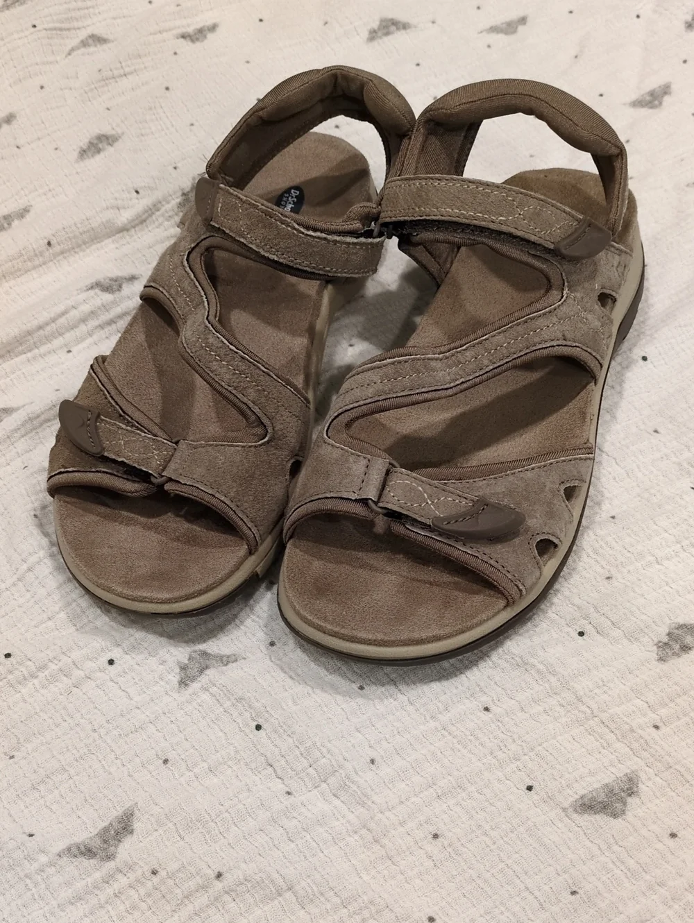 ❤️🩴🤎Dr. Scholl's Taupe Suede Adjustable Strap Sandals Women's size 8.5 M❤️🩴🤎